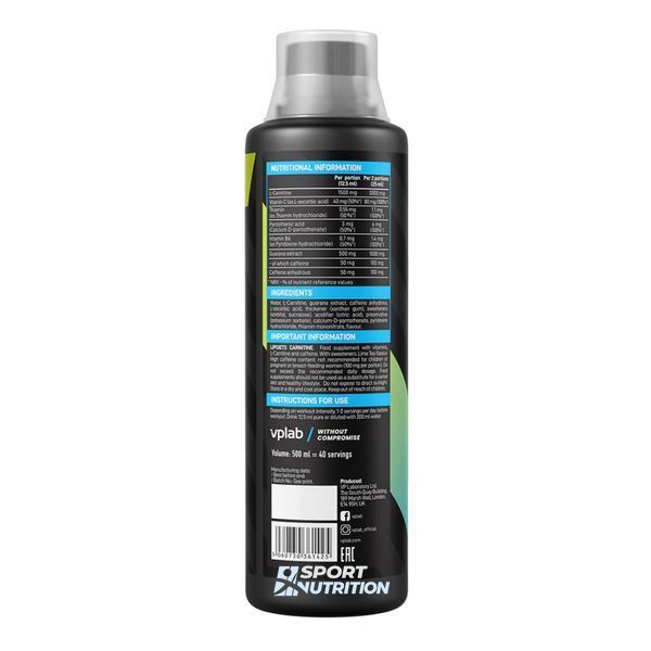 Л-карнітин VPLab Lipo Jets Carnitine 500 мл Lime Tea 2023-10-2078 фото