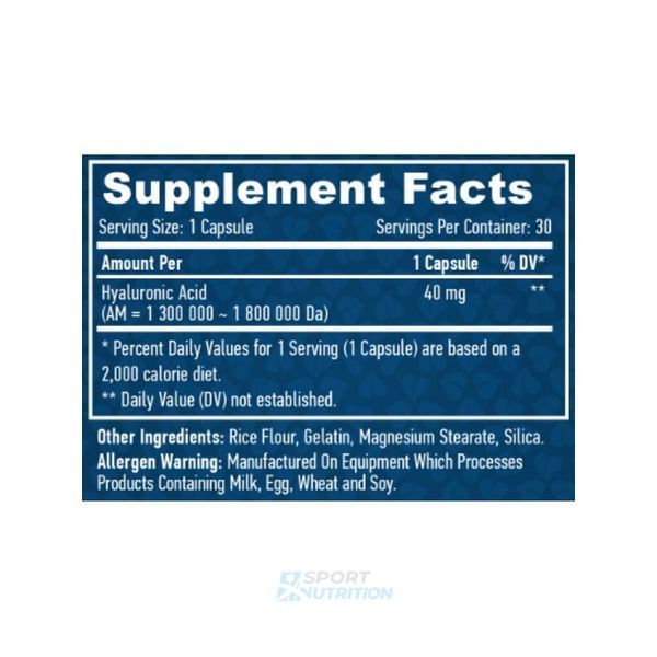 Гіалуронова кислота Haya Labs Hyaluronic Acid 40 мг 30 капсул 818794 фото