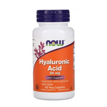 Для суглобів та зв'язок Now Foods Hyaluronic Acid 50 мг 60 капсул 816660 фото