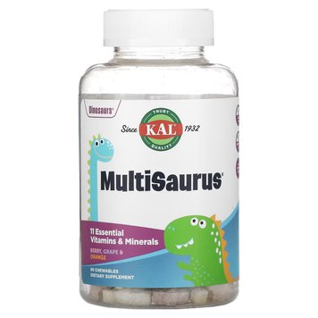 Мультивітаміни для дітей KAL Multisaurus Kids Gummies 90 жувальних таблеток Berry Grape Orange 2023-10-2154 фото