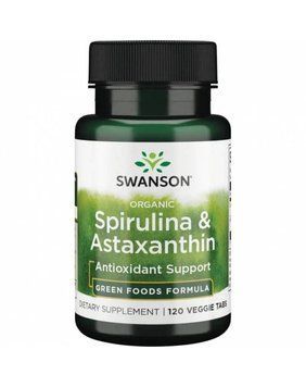 Органическая спирулина и астаксантин Swanson Organic Spirulina & Astaxanthin 120 капсул 2023-10-3392 фото