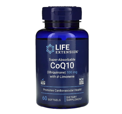 Life Extension Super-Absorbable CoQ10 (Ubiquinone) with d-Limonene 100 мг 60 капсул 2022-10-1935 фото