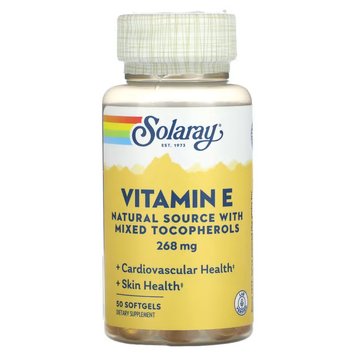 Вітамін E Solaray Vitamin E d-Alpha Tocopherol 268 мг 50 капсул 2023-10-2382 фото