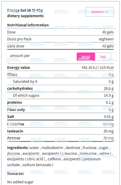 Энергетик Quamtrax Energy Gel + caffeine 40 г &times; 18 шт Банан 819526 фото