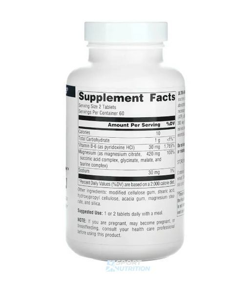 Магній Source Naturals Ultra-Mag Magnesium Complex 60 таблеток 2023-10-2353 фото