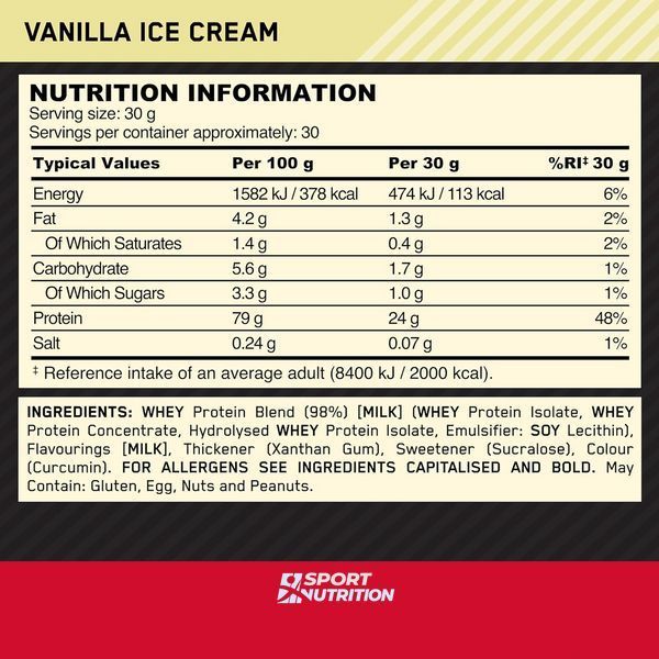 Протеїн Optimum Nutrition Gold Standard 100% Whey 899 г Vanila Ice Cream 100-33-7443217-20 фото