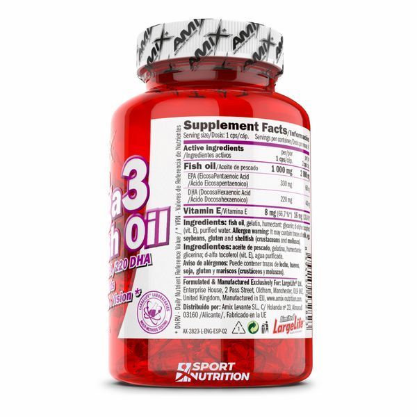 Amix Mega Omega 3 Fish Oil 1000 мг (330 мг/220 мг) 90 капсул 819369 фото