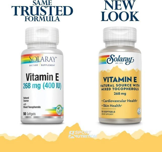 Вітамін E Solaray Vitamin E d-Alpha Tocopherol 268 мг 50 капсул 2023-10-2382 фото