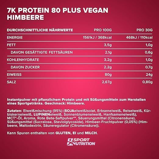 Протеїн IronMaxx Vegan Protein 7k 80 Plus 500 г Raspberry 820597 фото