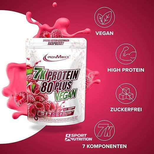 Протеїн IronMaxx Vegan Protein 7k 80 Plus 500 г Raspberry 820597 фото