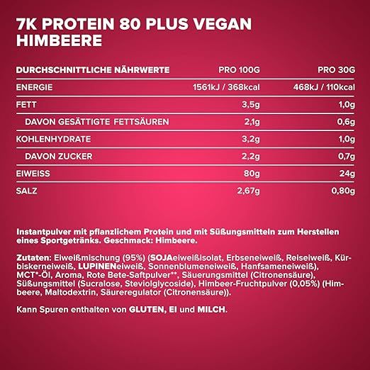 Протеїн IronMaxx Vegan Protein 7k 80 Plus 500 г Raspberry 820597 фото