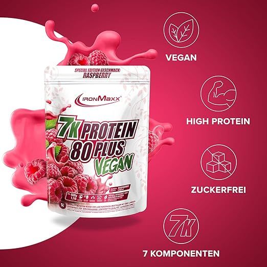 Протеїн IronMaxx Vegan Protein 7k 80 Plus 500 г Raspberry 820597 фото