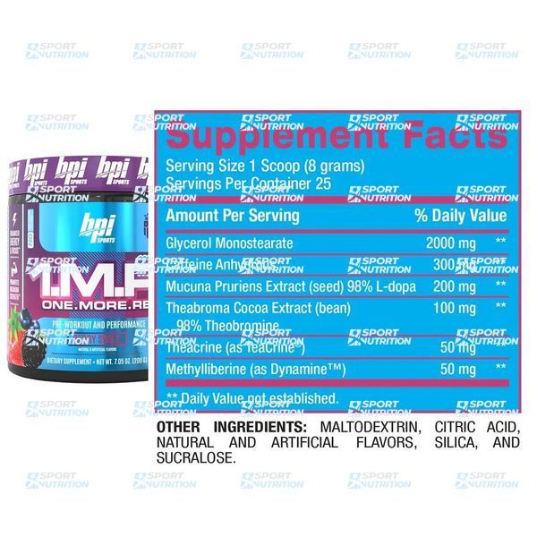 Предтренировочный комплекс с глицерином BPI Sports 1MR Pre Workout 200 г Berry Swole 821351 фото