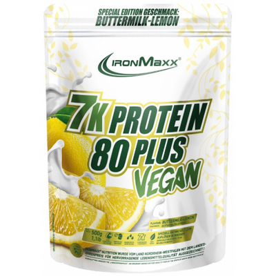 Протеин IronMaxx Vegan Protein 7k 80 Plus 500 г Пахта-лимон 820598 фото