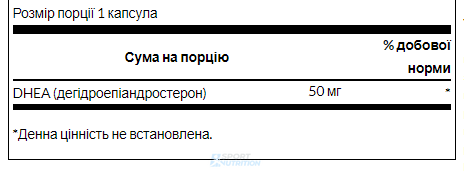 Дегидроэпиандростерон Swanson DHEA 50 мг 120 капсул 100-64-0230109-20 фото