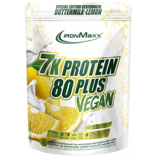 Протеин IronMaxx Vegan Protein 7k 80 Plus 500 г Пахта-лимон 820598 фото