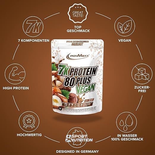 Протеїн IronMaxx Vegan Protein 7k 80 Plus 500 г Hazelnut 821757 фото
