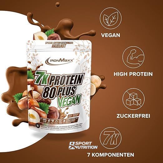 Протеїн IronMaxx Vegan Protein 7k 80 Plus 500 г Hazelnut 821757 фото