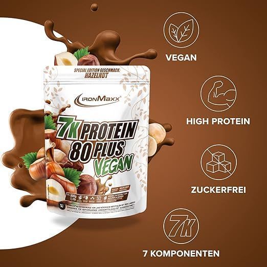 Протеин IronMaxx Vegan Protein 7k 80 Plus 500 г фундук 821757 фото