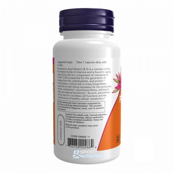 Пантотенова кислота Now Foods Pantothenic Acid 500 мг 100 капсул 2022-10-0008 фото