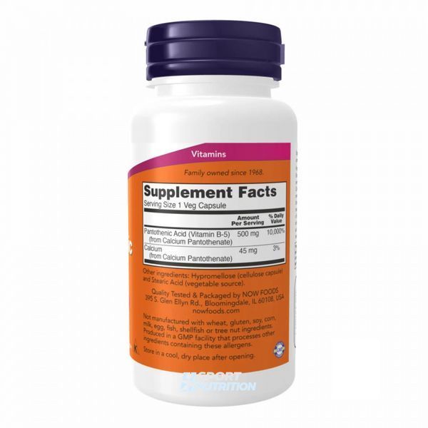 Пантотенова кислота Now Foods Pantothenic Acid 500 мг 100 капсул 2022-10-0008 фото