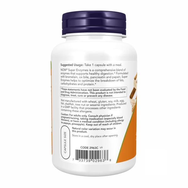 Пищеварительные ферменты Now Foods Super Enzymes 90 капсул 100-58-7842699-20 фото