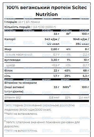 Протеин Scitec Nutrition Vegan Protein 1000 г Шоколад 5999100022607 фото