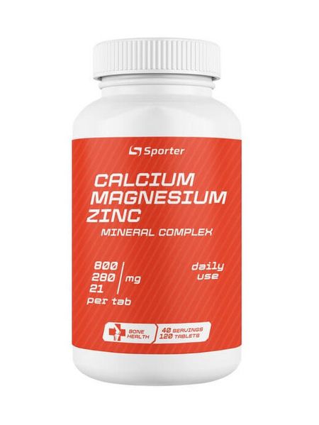 Мінеральний комплекс Sporter Calcium Magnesium Zinc 120 таблеток 817072 фото
