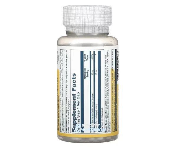 Цинк Solaray Zinc Amino Acid Chelate 50 мг 100 капсул 2022-10-1028 фото