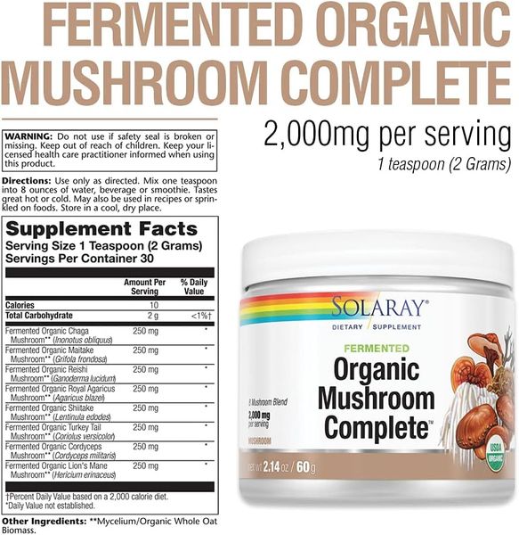 Organic Fermented Mushroom Complete 2000 мг 60 г 2023-10-2140 фото