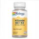 Solaray Vitamin D3 + K2 125 мкг 60 капсул 2022-10-1035 фото 1