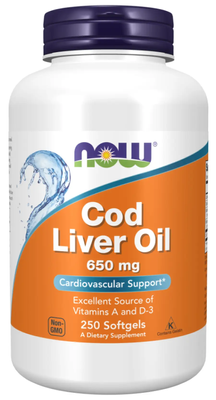 Now Foods Cod Liver Oil 650 мг 250 капсул 2022-10-2375 фото