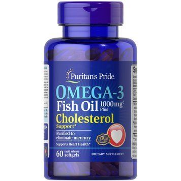 Puritan's Pride Omega 3 Fish Oil Cholesterol Support 1000 мг Plus 60 капсул 2023-10-2483 фото