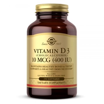 Вітамін D3 Solgar Vitamin D3 400 МО 250 капсул 2022-10-2978 фото