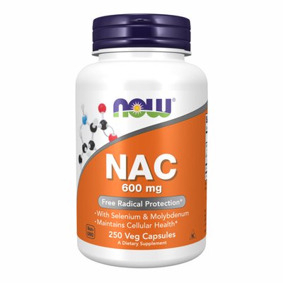 N-ацетилцистеїн із селеном Now Foods NAC (N-Acetyl Cysteine) 600 мг 250 капсул 2022-10-2542 фото