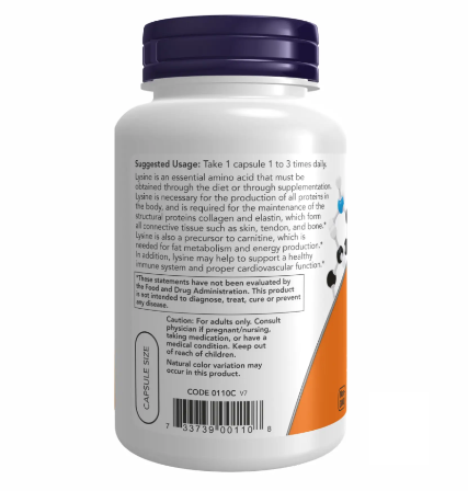 NOW Foods L-Lysine 500 мг 100 капсул 2022-09-1168 фото