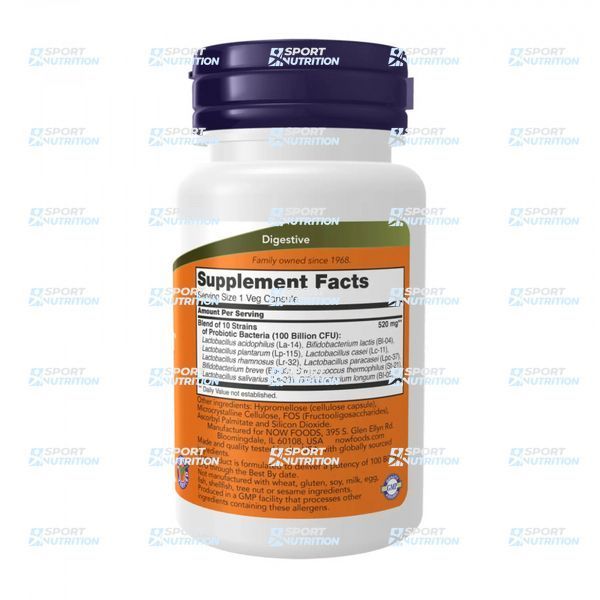Пробиотик Now Foods Probiotic-10&trade; 100 Billion 60 капсул 2023-10-2436 фото