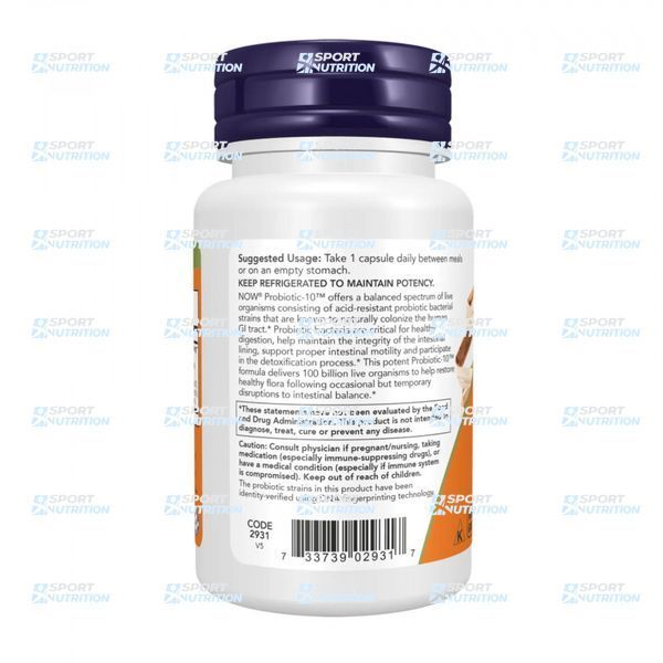 Пробиотик Now Foods Probiotic-10&trade; 100 Billion 60 капсул 2023-10-2436 фото