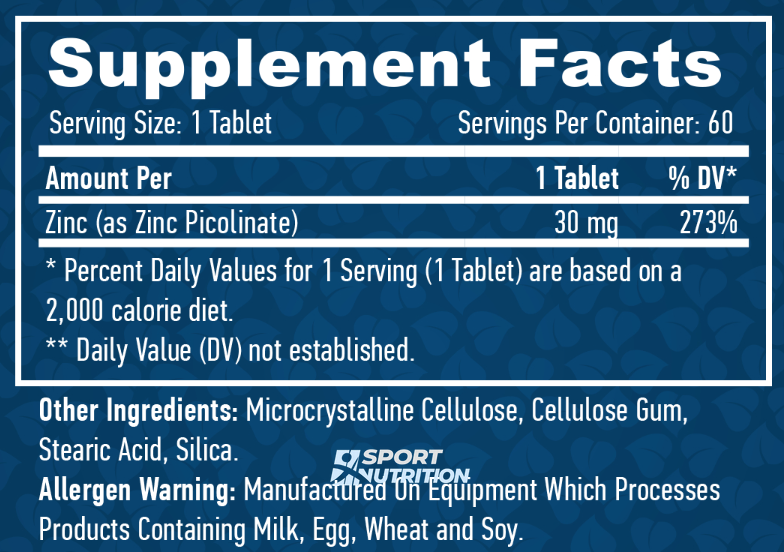 Цинк піколінат Haya Labs Zinc Picolinate 30 мг 60 таблеток 820436 фото