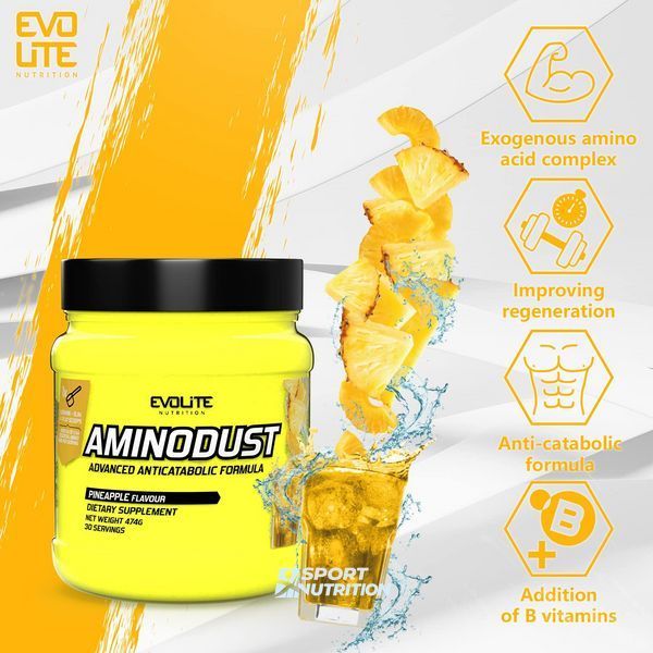 Комплекс амінокислот Evolite Nutrition AminoDust 474 г Pineapple  22181-07 фото