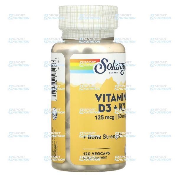 Витамины Д3 и К2 Solaray Vitamin D3 + K2 125 мкг 120 капсул 2022-10-1038 фото