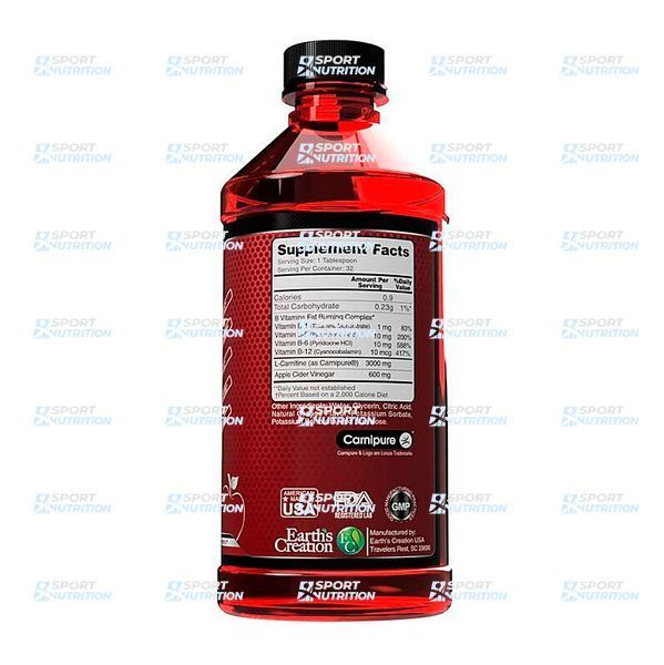 Жиросжигатель Earths Creation L-Carnitine 3000 мг + Apple Cider Vinegar 473 мл Tropical Blast 817480 фото