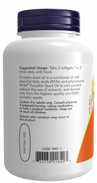 Now Foods Pumpkin Seed Oil 1000 мг 100 капсул 100-89-2034516-20 фото
