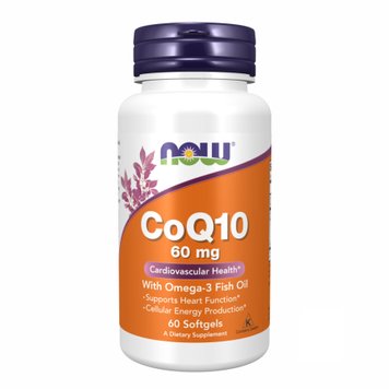 Коензим Q10 з риб'ячим жиром Now Foods CoQ10 with Omega-3 60 капсул 2022-10-0095 фото