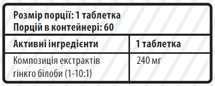 Гінкго білоба Sporter Ginkgo Biloba 240 мг 60 таблеток 821098 фото