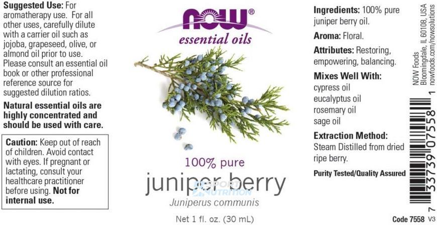 Олія ягід ялівцю Now Foods Juniper Berry Oil 30 ml 2023-10-2839 фото