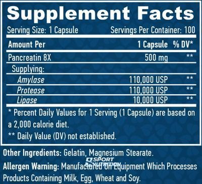 Haya Labs Super Pancreatin Enzymes 100 капсул 820248 фото