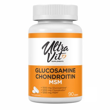 Для суглобів та зв'язок VPLab Ultravit Glucosamine Chondroitin MSM 90 таблеток 2022-10-0500 фото