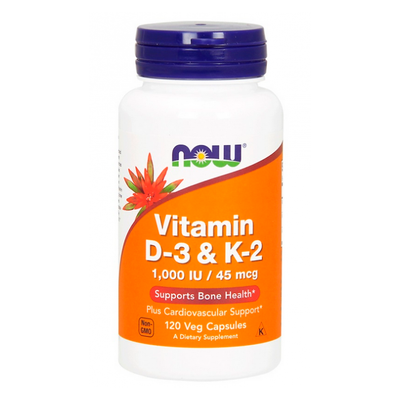 Now Foods Vitamin D-3 & K-2 1000 IU / 45 мкг 120 капсул 815929 фото