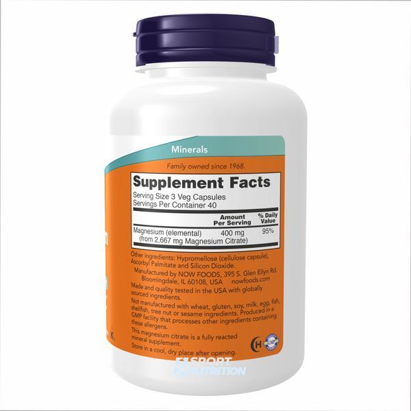Магній цитрат Now Foods Magnesium Citrate 120 капсул 100-34-7892041-20 фото
